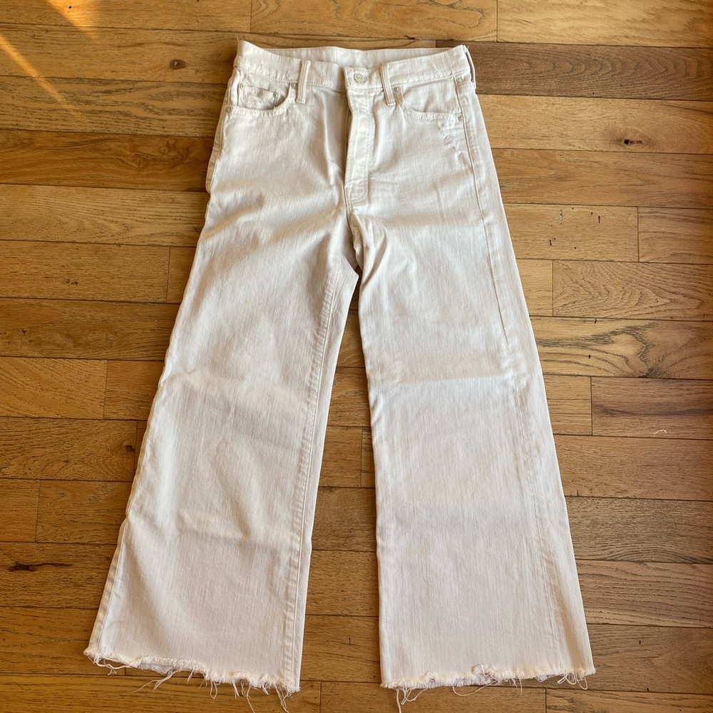 Mother Denim Cropped Wide Leg White Denim Size 26